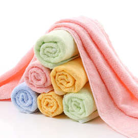 批发竹纤维毛巾25*50 柔软吸水婴幼儿素色儿童巾婴幼儿擦柔软手巾