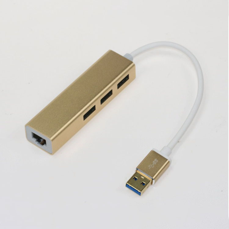 厂家供应USB3.0网卡带3HUB百兆网卡带RJ45孔 铝合金外置免驱动