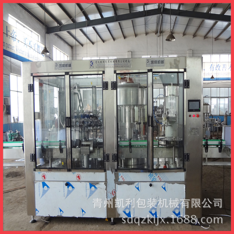 厂家专业制造冲瓶、灌装、打塞三联机 全自动果酒灌装机