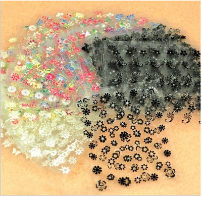 外貿3D美甲貼花套裝30/50張不同款 燙金背膠指甲貼黑白彩指甲貼紙