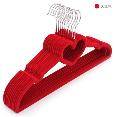 supply Amazon Plastic Flocking multi-function Foreign trade originality heart-shaped love Clothes hanger factory wholesale