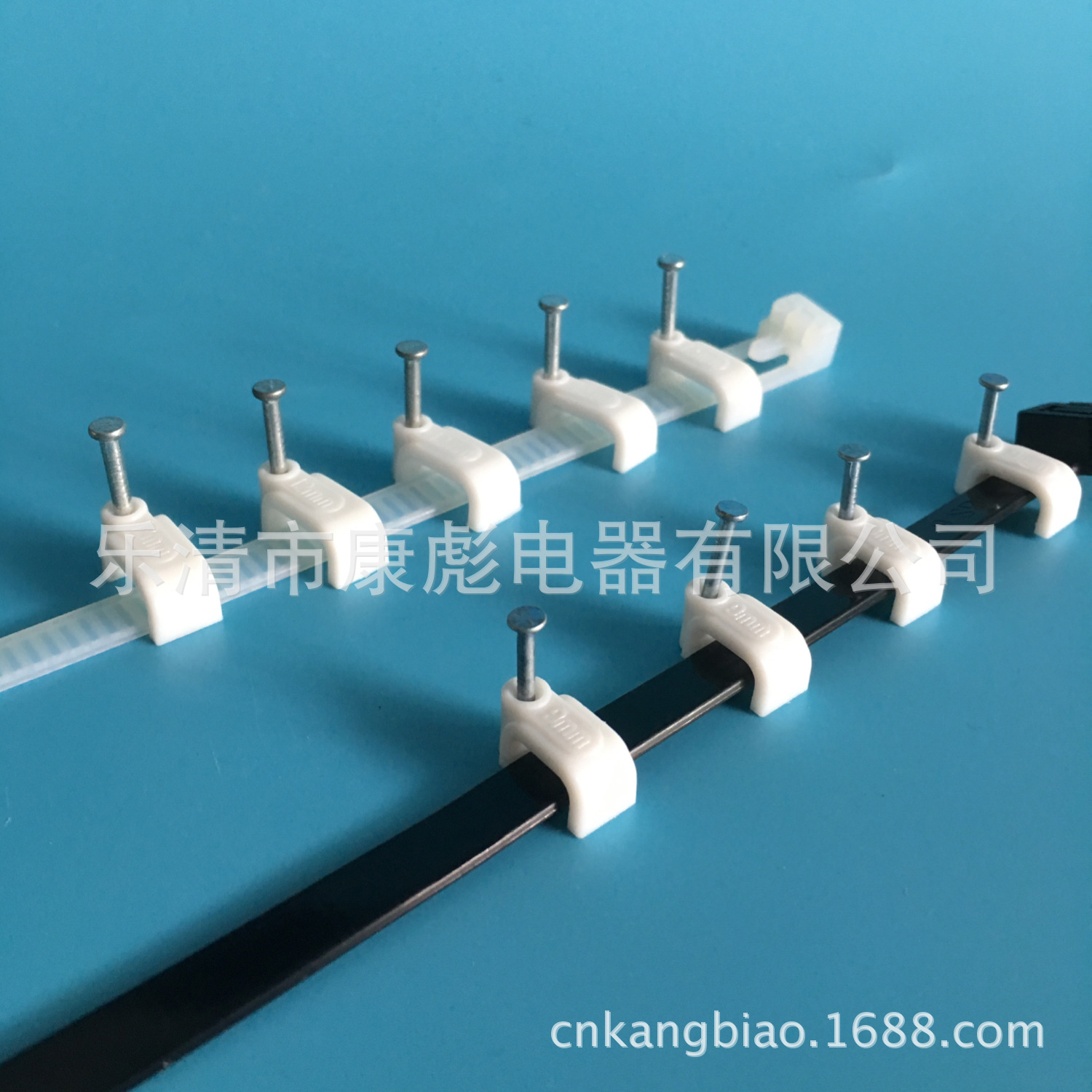 9MM方形钢钉线卡 方形塑料电线卡 钢钉线卡厂家  100只一包