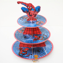 新蜘蛛俠生日派對用品/spiderman卡通紙三層蛋糕架/甜品托盤/支架