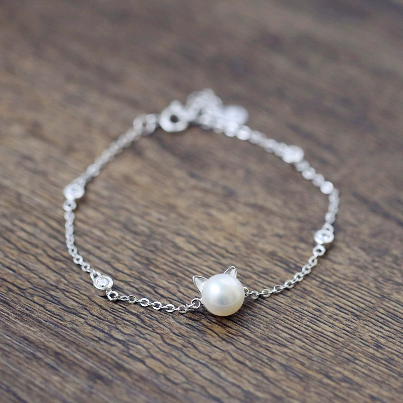 Cute silver bracelet from pearl, accessory, silver 925 sample, wholesale, 925 sample silver