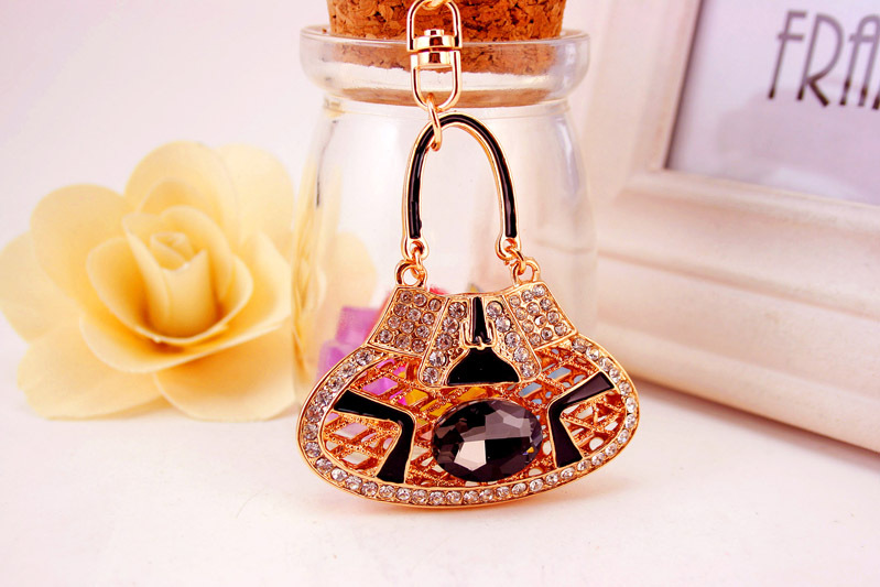 44g Weight Alloy, Metal Material Unisex Gender Pink, Red, Blue, Black Color Fashion Crystal Rhinestone New Satchel Bag  Key Chain 14