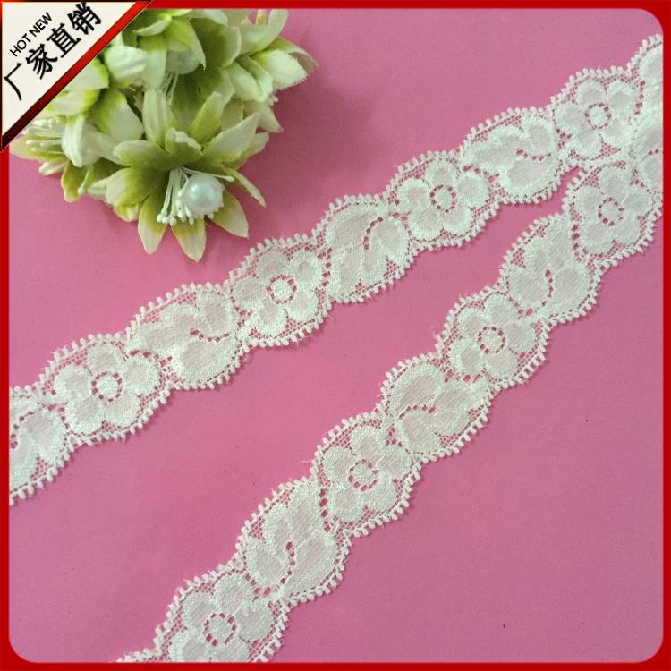 厂家直供2.5cm蕾丝小花边 DIY玩具雨伞辅料 锦氨弹性蕾丝花边现货