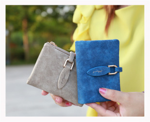 Explosion wallet female retro frosted multi-functional two folding buckle student short wallet tide wholesale wallet female