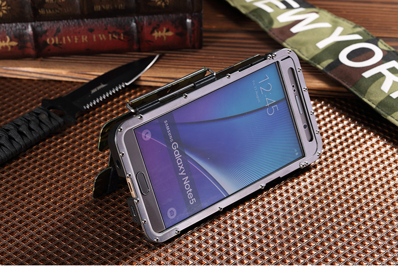 Armor King Iron Man Luxury Shockproof Stainless Steel Aluminum Metal Flip Case Cover for Samsung Galaxy Note 5 N9200