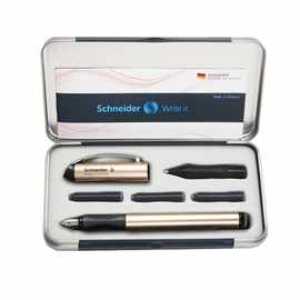 德国Schneider施耐德钢笔+走珠笔头+3支黑墨胆+笔盒BK600钢笔