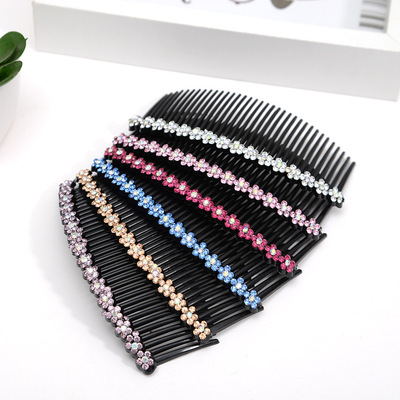 4303梅花插梳水钻发梳 时尚百搭发饰简约发前梳盘发刘海梳|ms