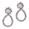 Fashionable retro earrings from pearl, accessory, European style, diamond encrusted, wholesale