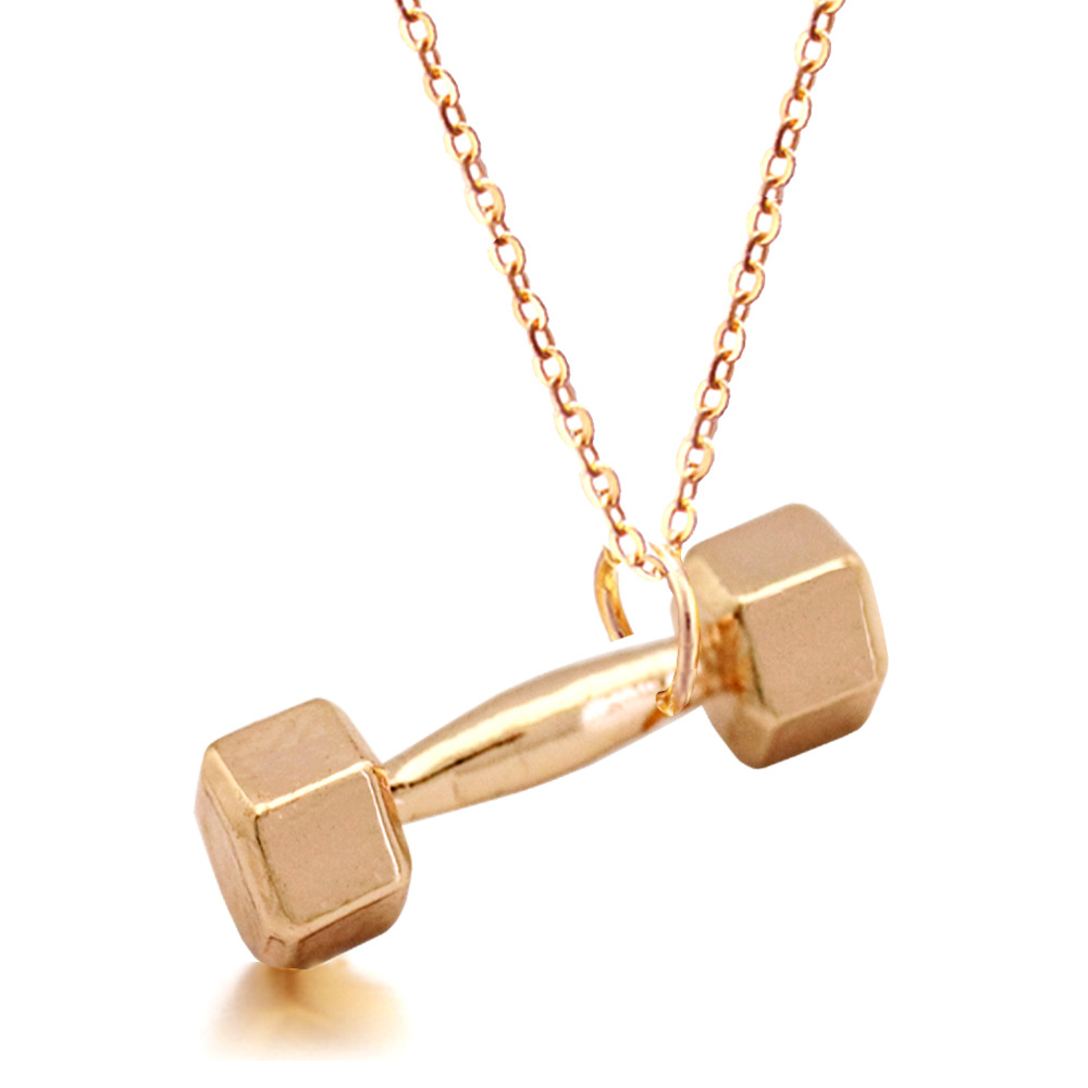 Simple Dumbbell Pendant Fitness Alloy Necklace display picture 2