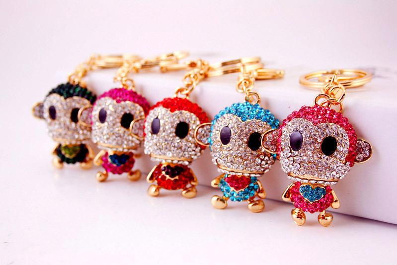 Porte-clés Créatif Mignon Petit Singe Serti De Diamants display picture 18