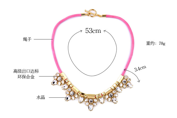 European And American Super Shiny Elegant Clavicle Chain Design Fashion Pink Rope Necklace Hong Kong Style Vintage Sweater Chain Necklace Fashion display picture 1