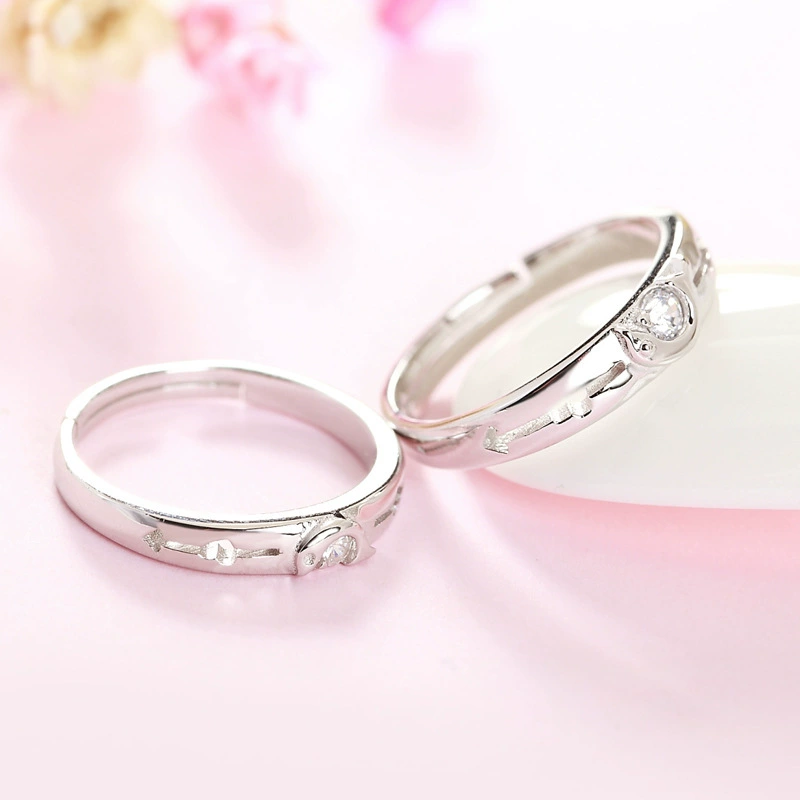 Accessory, one size ring for beloved, silver 925 sample, Korean style, wholesale