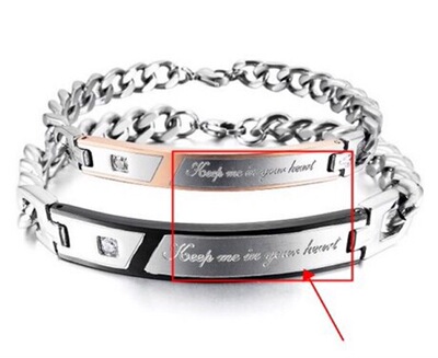 批发采购手链-钛钢情侣手链 水钻 刻字 英文批