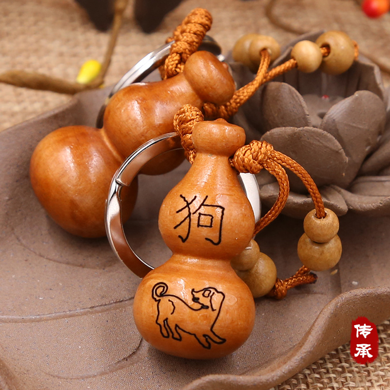 厂家直销 十二生肖钥匙扣 原木 枣木钥匙扣 地摊包邮淘宝礼品赠品