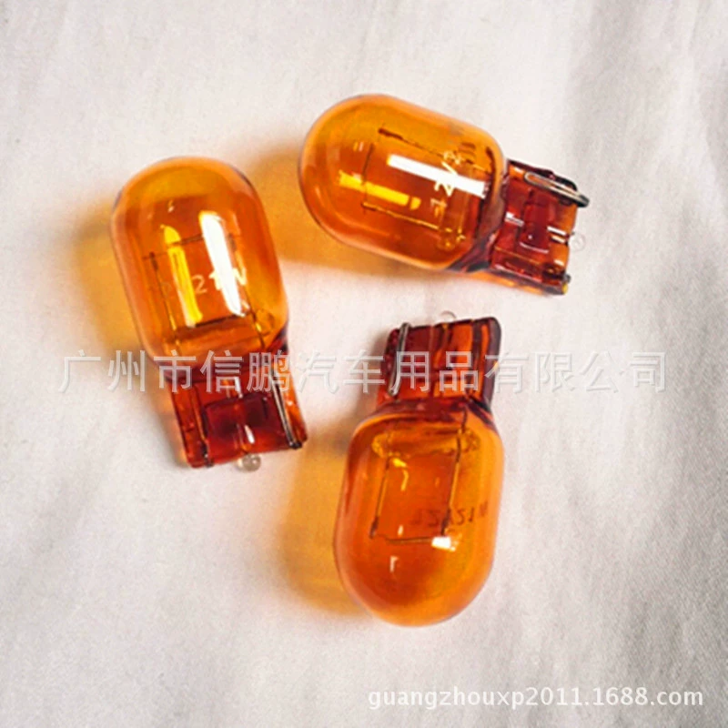 Amber 12V 21W WY21W Настоящий цвет янтарь 1881 T20 Монопроводная рулея лампа 7440 лампа