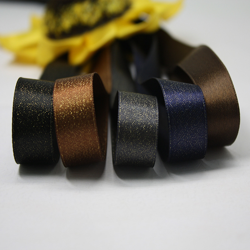 Yao Ming cinta regalo embalaje satén cinta de trama dorada 3,8 CM accesorios para el cabello cinta de trama dorada hecha a mano al por mayor