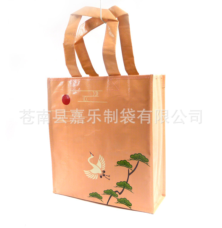 出口日本PP编织覆膜购物袋纽扣手提袋环保回收购物袋彩印定制logo