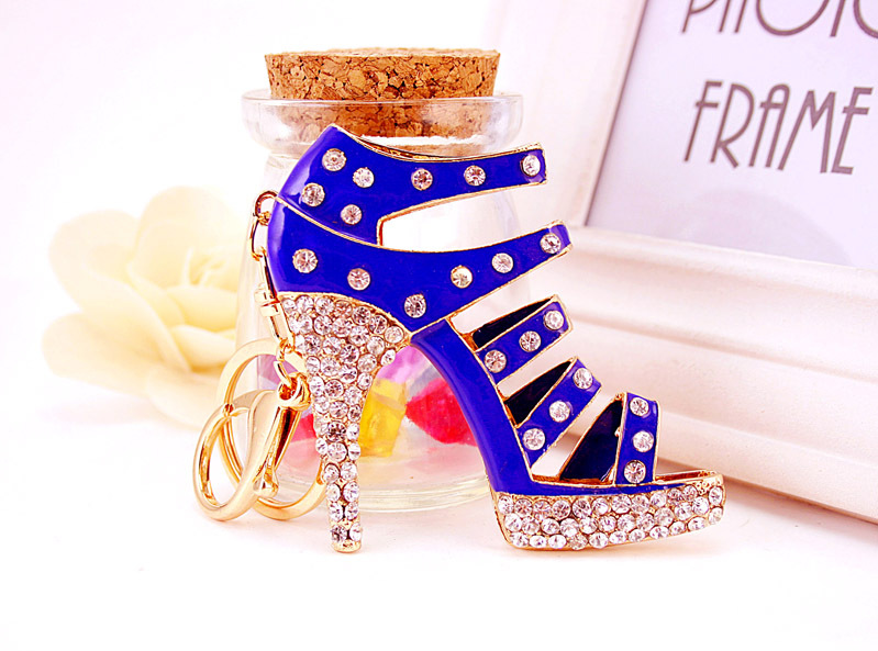 60g Weight Alloy, Metal Material Constellation Pattern Unisex Gender Rose Red, Red, Blue, Black Color Creative Cute Diamond-studded Ladies Oversized High Heels Keychain 11