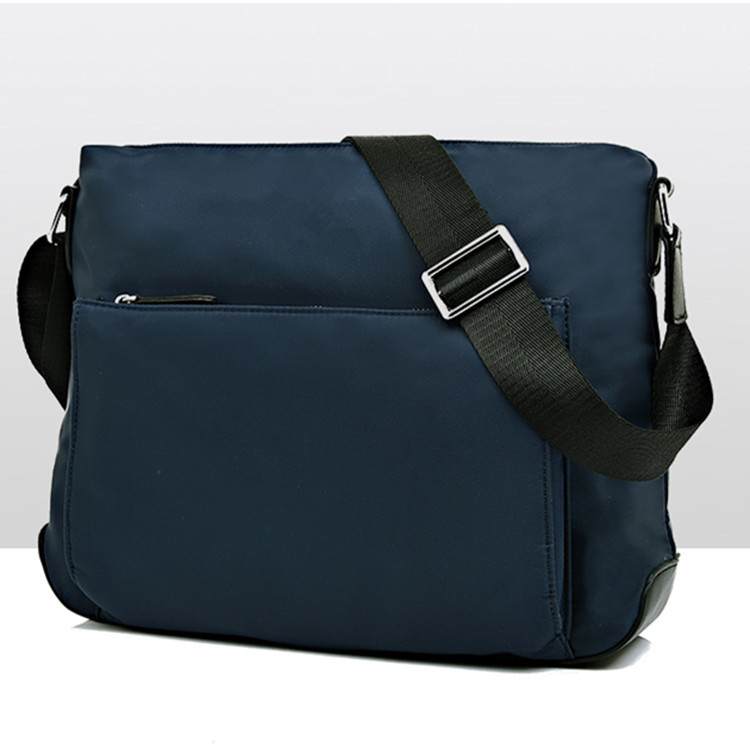 新品单肩包防水尼龙配皮时尚商务百搭男士斜跨包 韩国版横款