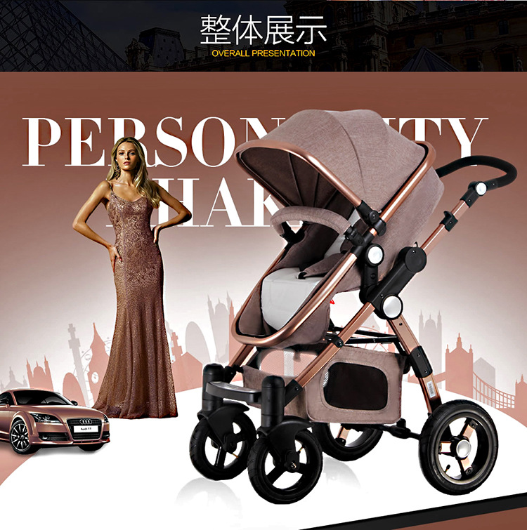 Luxury Baby Stroller 3 in 1 High Landscape Pram foldable pushchair Car