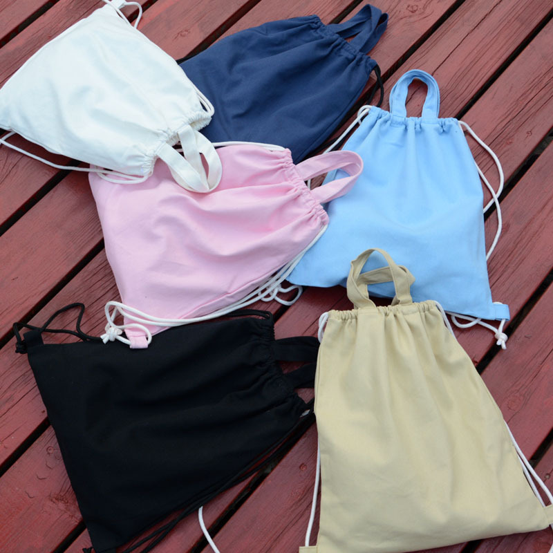 定制纯棉帆布束口背包 双肩学生帆布袋定做 棉布手提拉绳购物袋