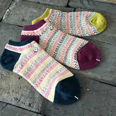 春秋新款 不規則圖形自由併線棉線女船襪 彼菲兔復古薄棉襪女批發