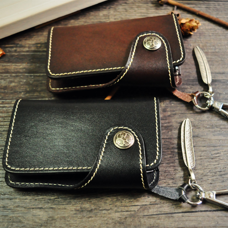 Vegetable tanned leather retro men's and women's Japanese key bag pure leather multi-color handmade key bag a generation of hair