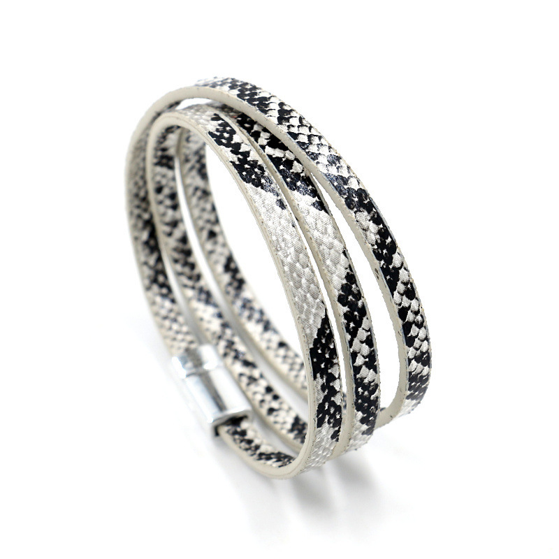 EBAY Hot Selling Export Men's Multi-Layer Serpentine PU Leather Bracelet Bracelet AliExpress Magnetic Buckle Leather Bracelet for Women