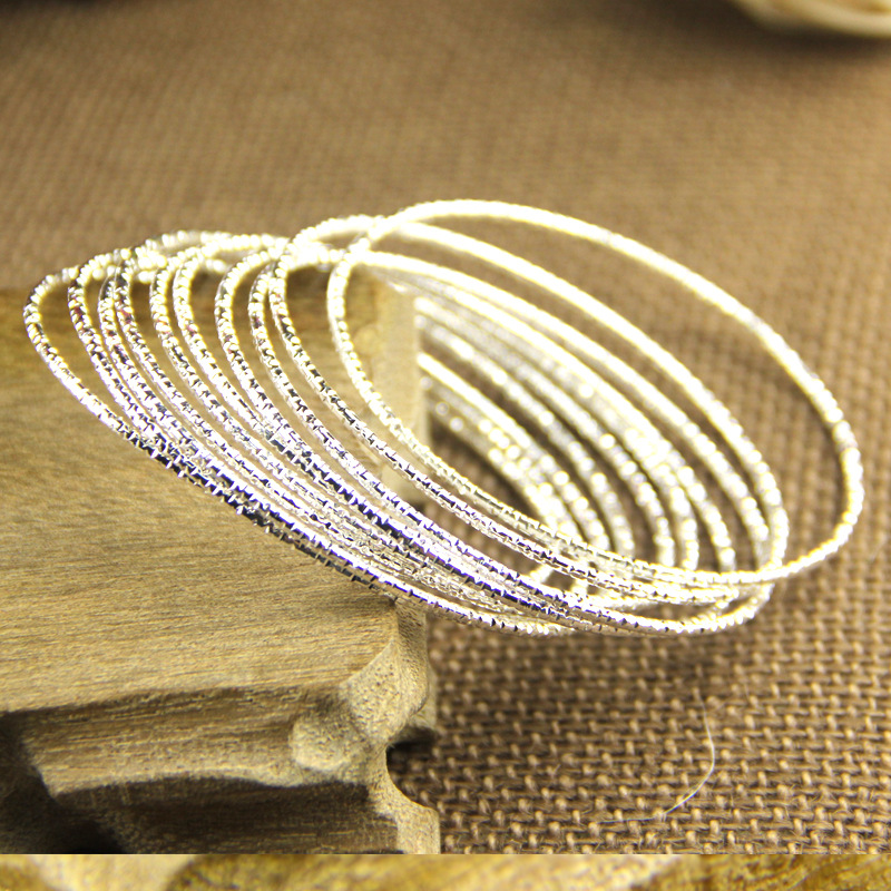 欧美外贸手饰 欧美复古多层金银铜三色手环 满天星刻花电镀手镯女|ru