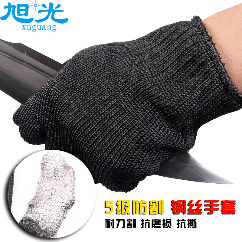 批发户外正品防护防割手套 5级加厚防刀割劳保钢丝防身手套防暴