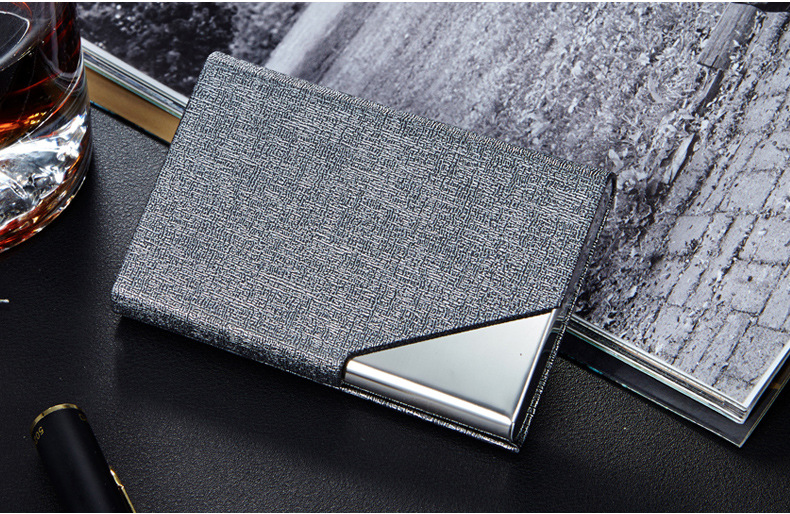 Fashion Leather Stainless Steel Thin Business Card Case display picture 1