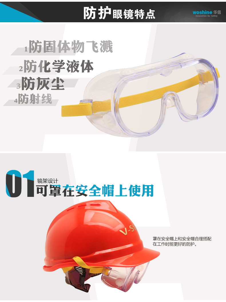 Lunettes de protection en Polycarbonate - Anti-buée anti-poussière anti-choc anti-chimique anti-éclaboussure  - Ref 3405405 Image 6