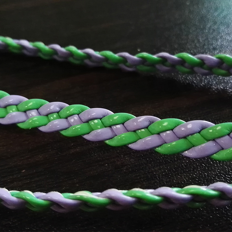 2mm极细PU抽条4股编织绳 服装箱包鞋配饰辅料织带编织批发