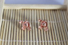 Golden fashionable earrings, silver 925 sample, flowered, pink gold, wholesale, Korean style