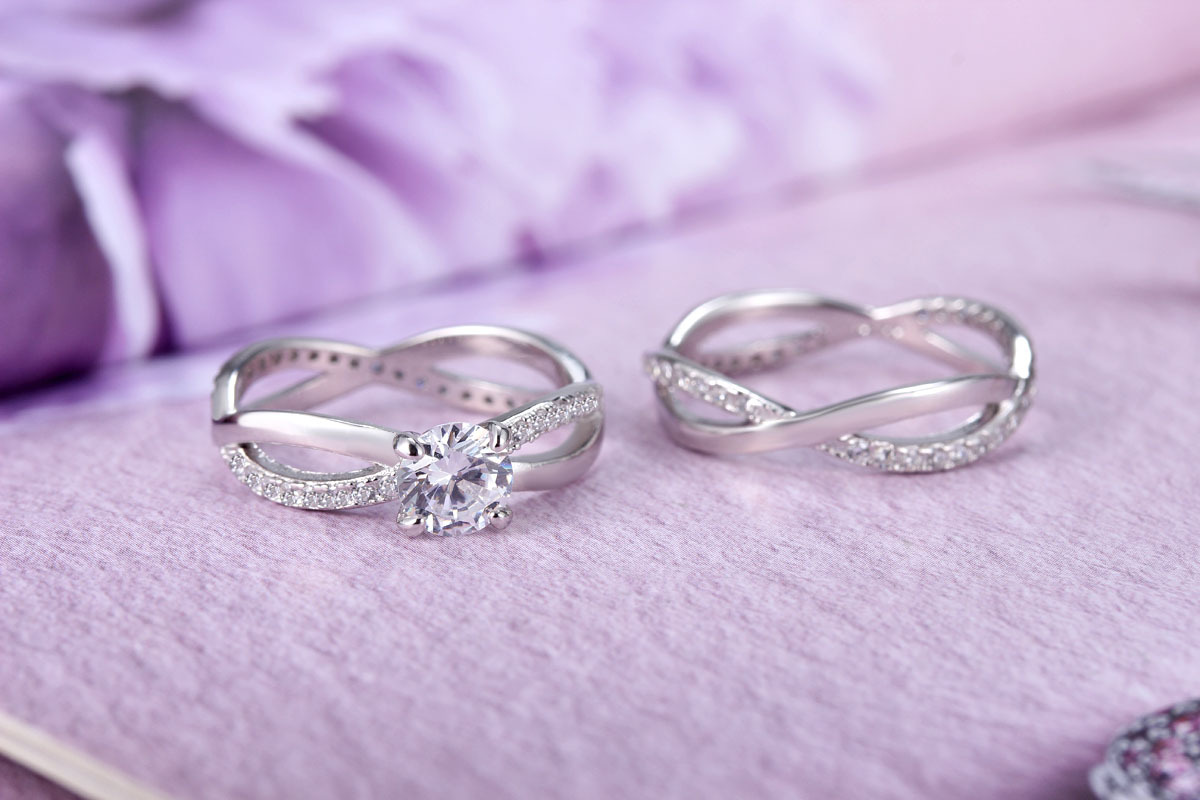 批发采购戒指-刘诗诗同款婚戒电镀铂金S925纯