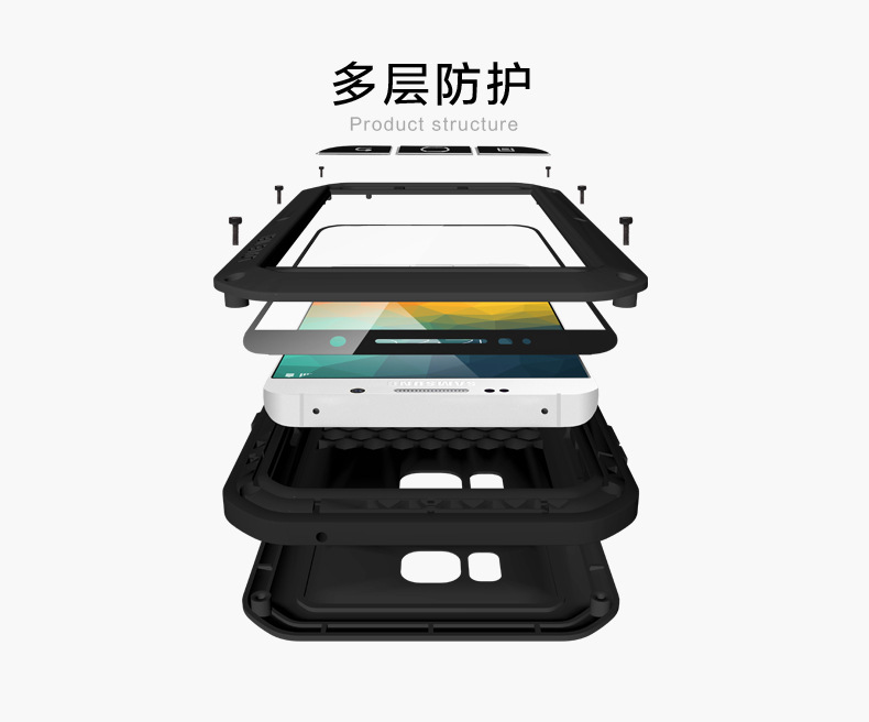 LOVE MEI Powerful Water Resistant Shockproof Aluminum Metal Heavy Duty Case Cover for Samsung Galaxy Note 5