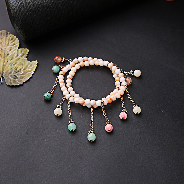 Wild Color Bead Woven Tassel Bracelet display picture 8
