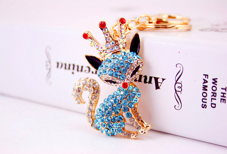 Korean Creative Cute Cartoon Crystal Crown Little Fox Keychain display picture 16