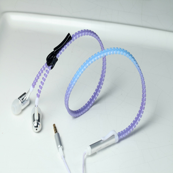 ilisten-温变紫色变水蓝拉链耳机