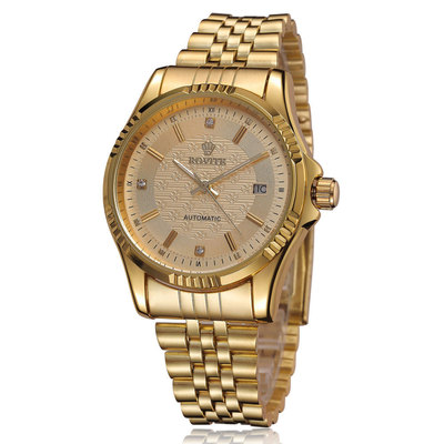 男士全自动黄金仿陀飞轮镂空透底机械高档商务手表一件代发|ru