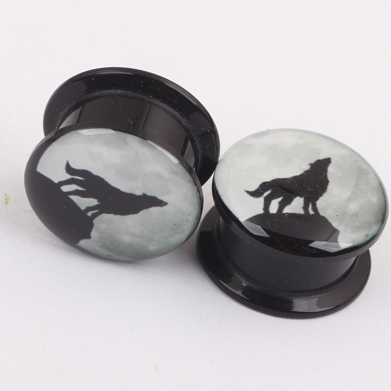 Night Sky Wolf Ear Expander 16mm Stainless Steel Ear Plug for Pierced Ears detail image 7