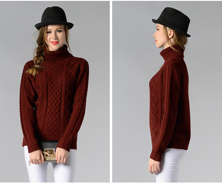 solid color long-sleeved turtleneck sweater NSYH22093