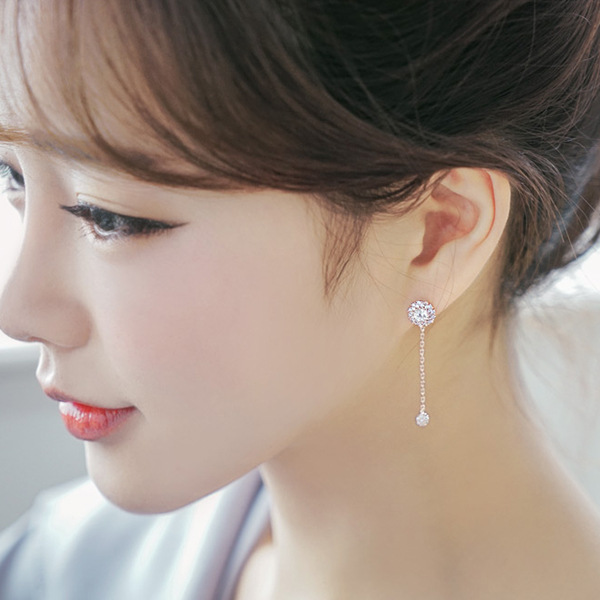 韓國代購s925銀針耳環女純銀新款長耳環耳飾品配飾女春夏禮物