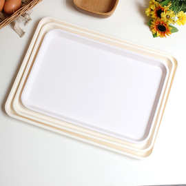 手提长方形塑料餐厅托盘 面包蛋糕 甜品水果食品托盘 杯子水壶盘
