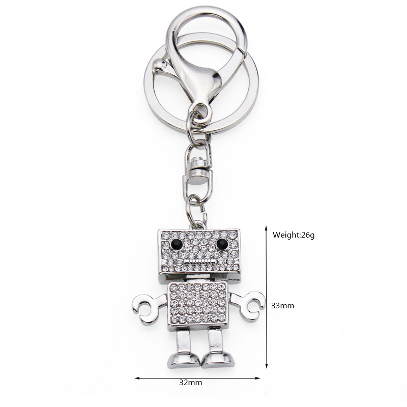 欧美创意新款可爱金属机器人模型钥匙扣挂件时尚小礼品女士包挂饰