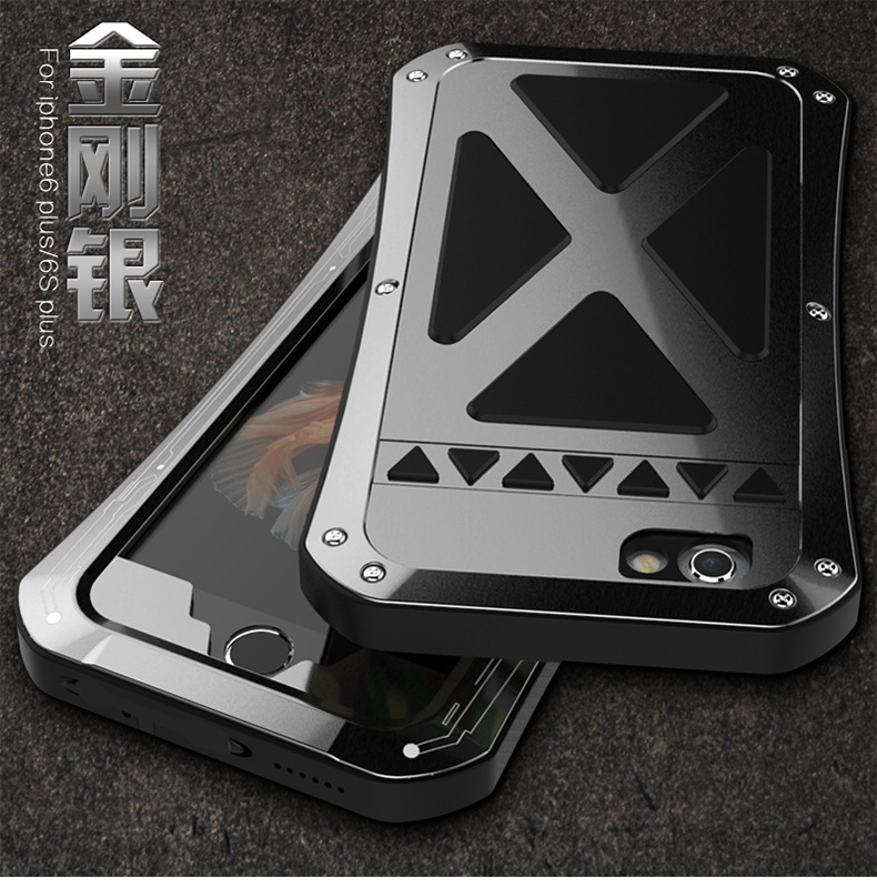 R-Just X-Men Superhero Slim Waist Stainless Steel Dirtproof Shockproof Heavy Duty Metal Case Cover for Apple iPhone 6S Plus