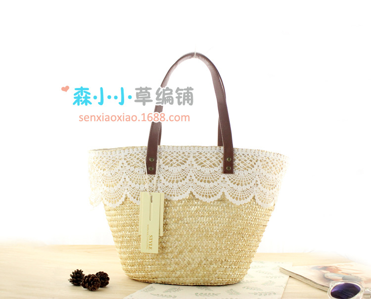 New Fashion Wheat Straw Woven Lace Bag Wholesale Nihaojewelry display picture 8